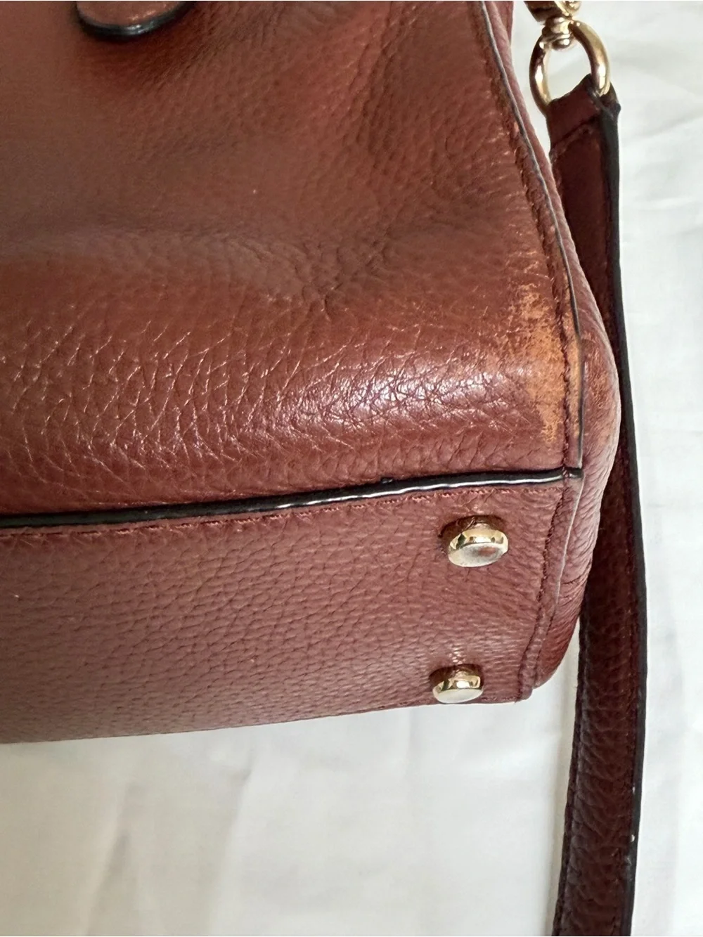 kate spade Brown Pebbled Leather Satchel with Gold Hardware